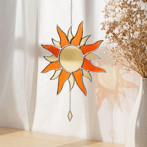 Glass Sun Art, Sun Suncatcher, Sunshine Suncatcher, Garden Decor, Window Sun Art, Stained Glass, Stained Glass Decor, Sun Window Art F18