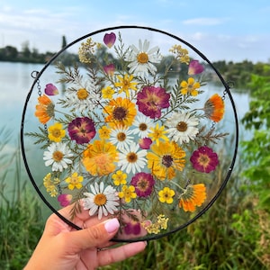 Pressed flower art, Pressed flower frame, Dried flowers, Botanical wall art, Window hangings, Flowers decor, Wildflower, Flowers suncatcher