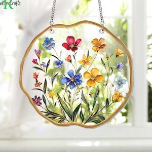 Wildflower Acrylic Window Hanging , Flower Lover Gifts, Wildflower Acrylic Window Decor, Indoor Decor Suncatcher, Florist Gift