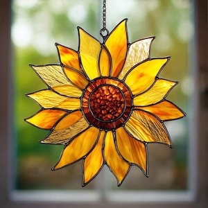 2D Sunflower Acrylic Suncatcher Hanging, Sunflowers Window Hanging, Sunflower Flower Acrylic, Suncatcher Floral, Flower Gift Home Decor