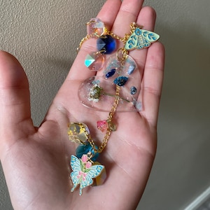 Butterfly Heart Suncatcher: Resin Flower, Gemstone, Crystal Light