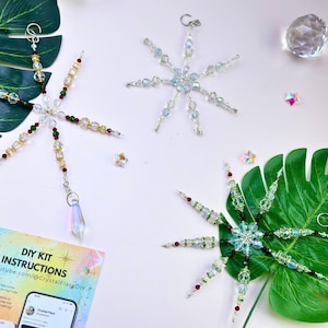 Snowflake Suncatcher DIY Kit: 3-in-1 Craft | Crystal Holiday Winter Decor